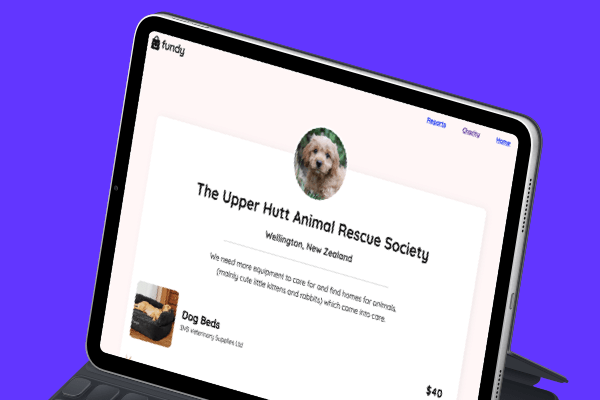 website with charities on it